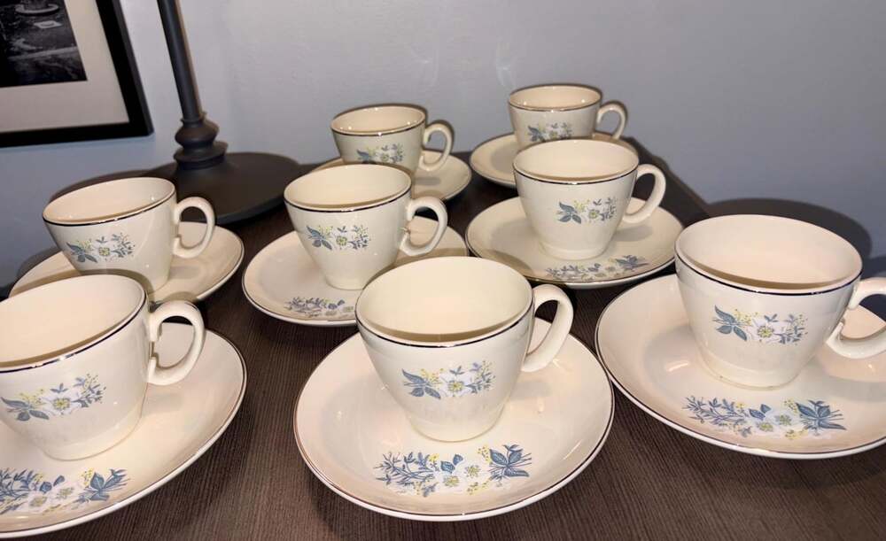 Vintage Taylor Smith & Taylor “Versatile” Dessert Set – 1950s Porcelain Elegance